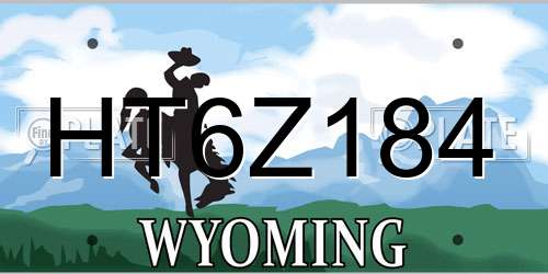 HT6Z184 Wyoming License Plate