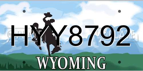 HYY8792 Wyoming License Plate