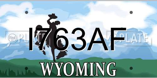 I763AF Wyoming License Plate