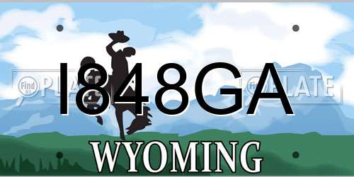 I848GA Wyoming License Plate