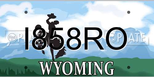 I858RO Wyoming License Plate