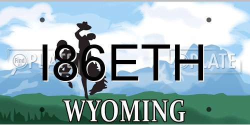 I86ETH Wyoming License Plate