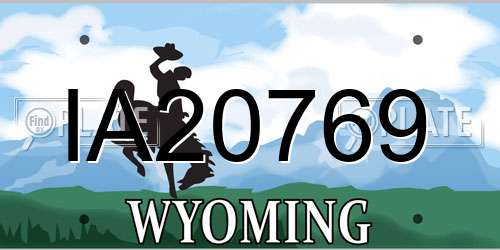 IA20769 Wyoming License Plate