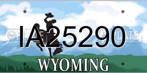 IA25290 Wyoming License Plate