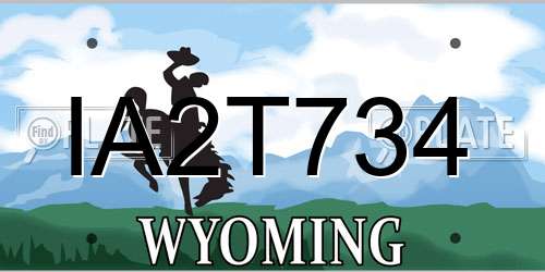IA2T734 Wyoming License Plate