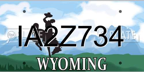 IA2Z734 Wyoming License Plate
