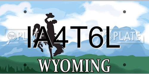 IA4T6L Wyoming License Plate