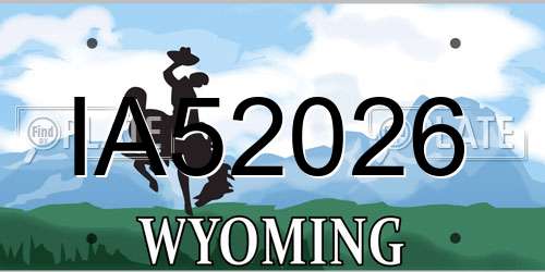 IA52026 Wyoming License Plate