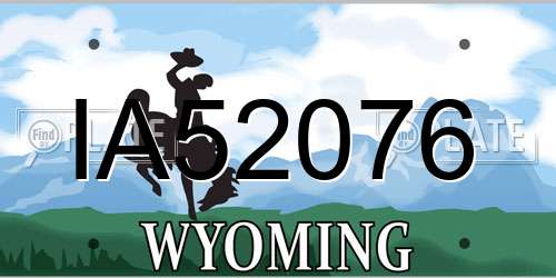 IA52076 Wyoming License Plate