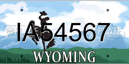 IA54567 Wyoming License Plate