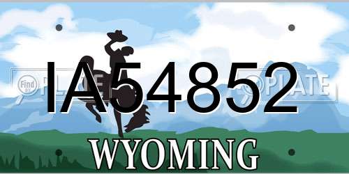 IA54852 Wyoming License Plate