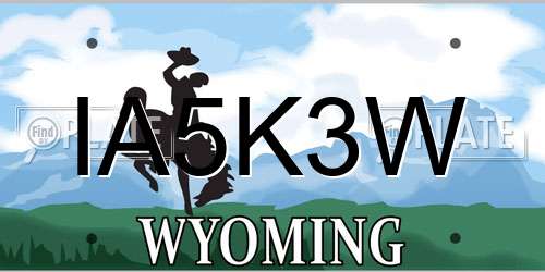 IA5K3W Wyoming License Plate