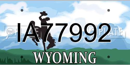 IA77992 Wyoming License Plate
