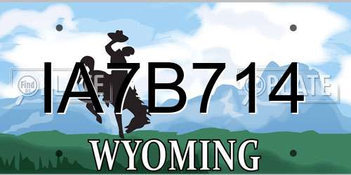 IA7B714 Wyoming License Plate