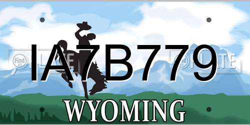 IA7B779 Wyoming License Plate