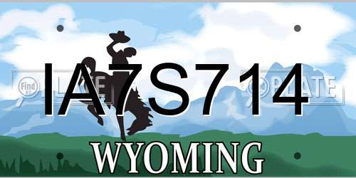 IA7S714 Wyoming License Plate