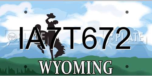 IA7T672 Wyoming License Plate