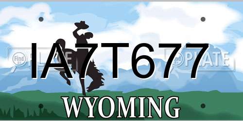 IA7T677 Wyoming License Plate