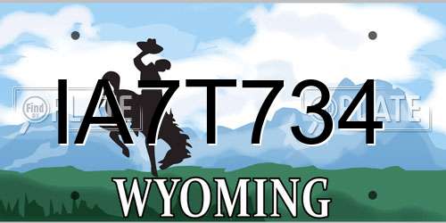 IA7T734 Wyoming License Plate