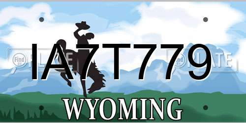 IA7T779 Wyoming License Plate