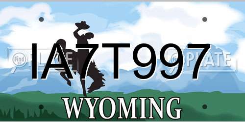 IA7T997 Wyoming License Plate