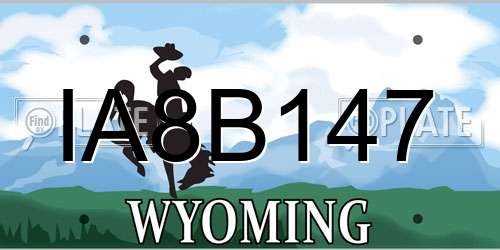 IA8B147 Wyoming License Plate