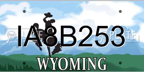 IA8B253 Wyoming License Plate
