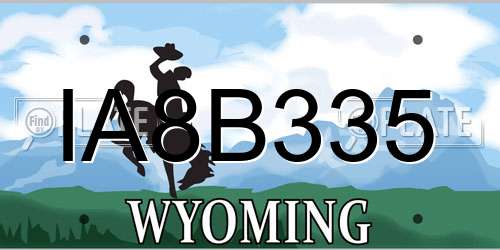 IA8B335 Wyoming License Plate