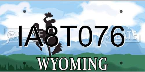 IA8T076 Wyoming License Plate