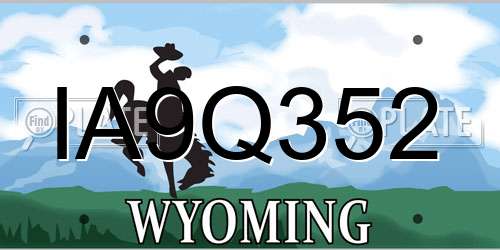 IA9Q352 Wyoming License Plate