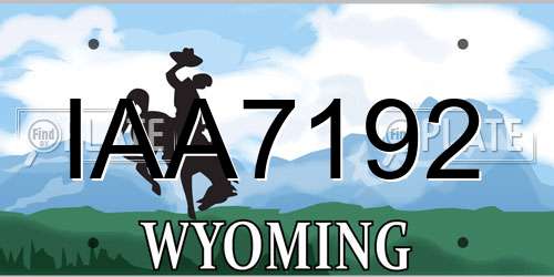 IAA7192 Wyoming License Plate
