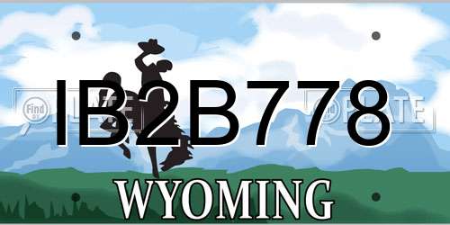 IB2B778 Wyoming License Plate
