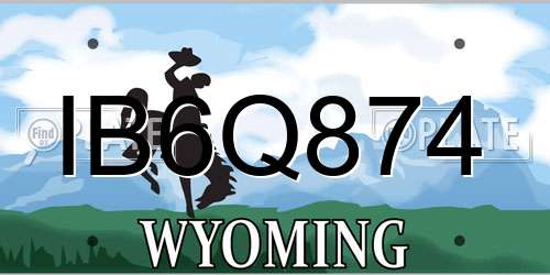 IB6Q874 Wyoming License Plate