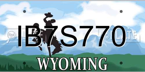 IB7S770 Wyoming License Plate