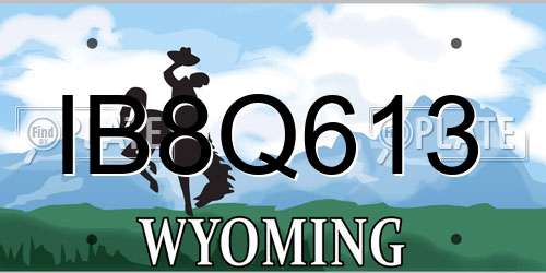 IB8Q613 Wyoming License Plate