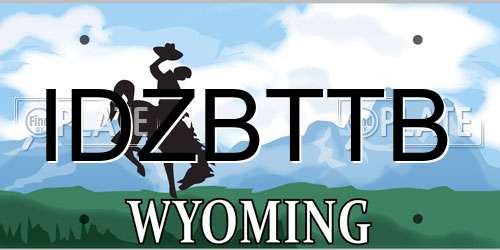 IDZBTTB Wyoming License Plate