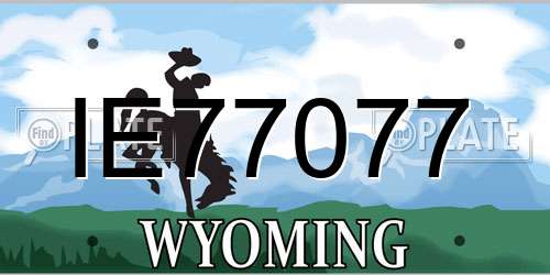 IE77077 Wyoming License Plate