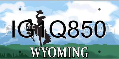 IG1Q850 Wyoming License Plate