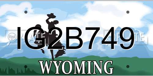 IG2B749 Wyoming License Plate