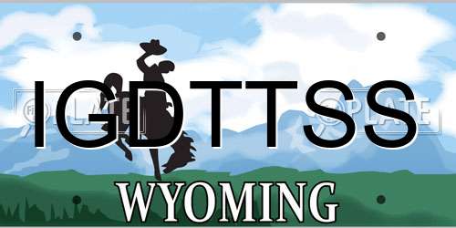 IGDTTSS Wyoming License Plate