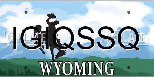 IGIQSSQ Wyoming License Plate