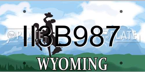 II3B987 Wyoming License Plate