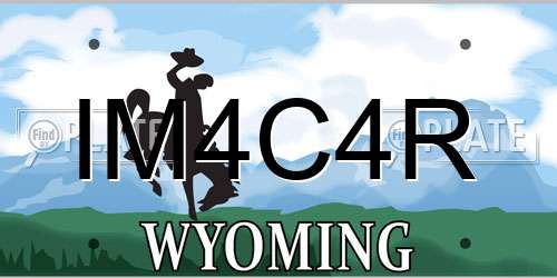 IM4C4R Wyoming License Plate
