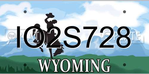 IO2S728 Wyoming License Plate