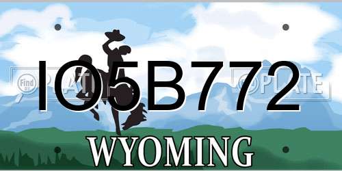 IO5B772 Wyoming License Plate