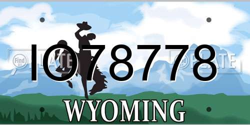 IO78778 Wyoming License Plate