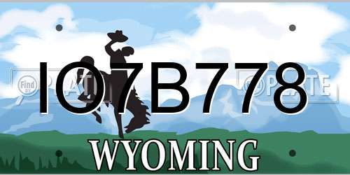 IO7B778 Wyoming License Plate