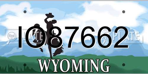 IO87662 Wyoming License Plate