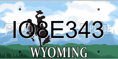 IO8E343 Wyoming License Plate