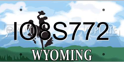 IO8S772 Wyoming License Plate